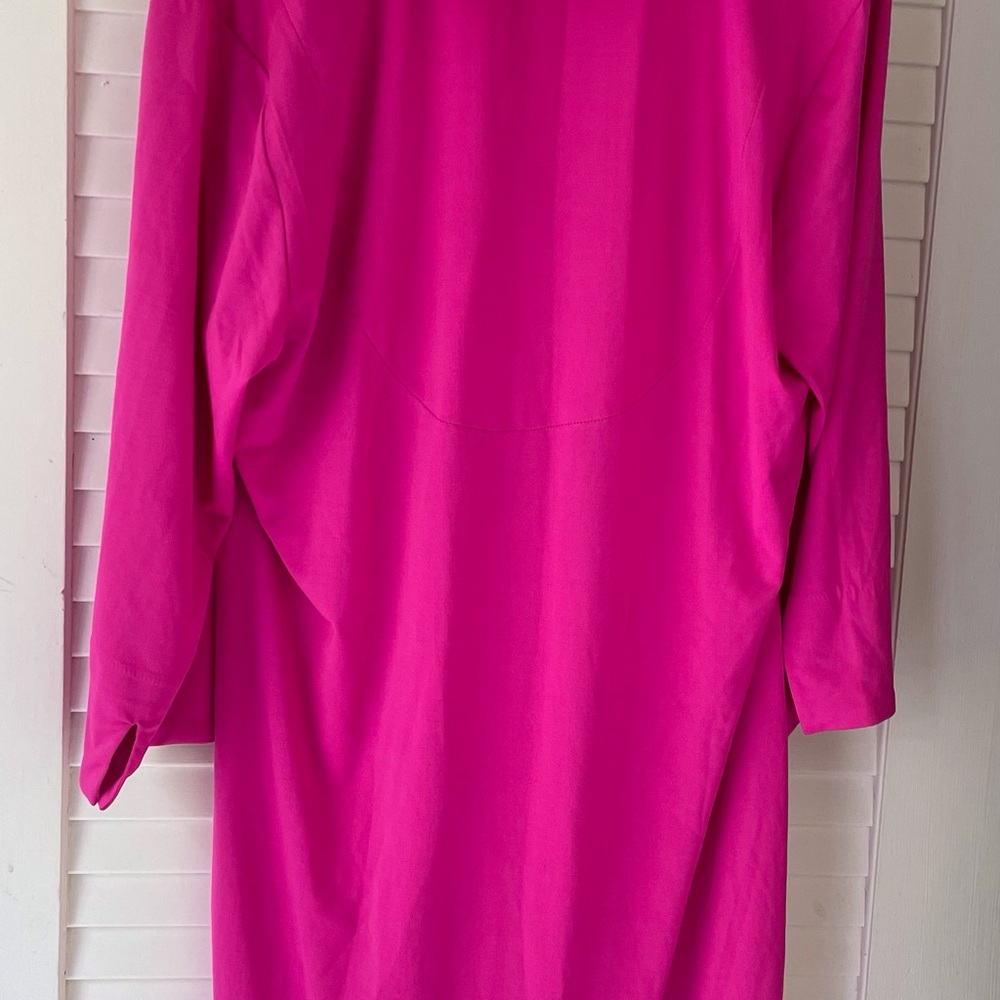 Vibrant Pink Dress with Ruffled Collar - Picture 3 of 6